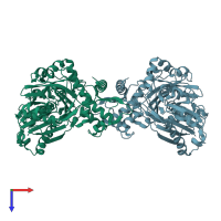 PDB entry 2dpn coloured by chain, top view.