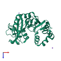 PDB entry 2dpw coloured by chain, top view.