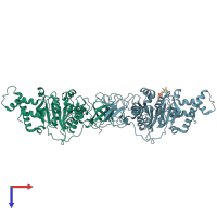 PDB entry 2dpy coloured by chain, top view.