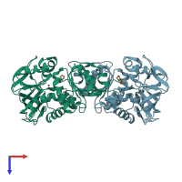 PDB entry 2dq4 coloured by chain, top view.