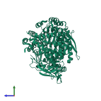 PDB entry 2dq6 coloured by chain, side view.
