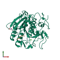 PDB entry 2dqk coloured by chain, front view.