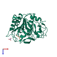 PDB entry 2dqk coloured by chain, top view.