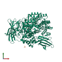 PDB entry 2dqm coloured by chain, front view.