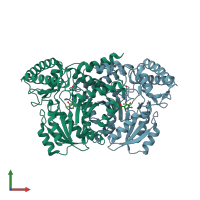 PDB entry 2dr1 coloured by chain, front view.