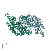 PDB entry 2dr1 coloured by chain, top view.
