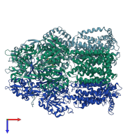 PDB entry 2dr6 coloured by chain, top view.