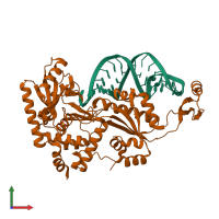 PDB entry 2dr7 coloured by chain, front view.