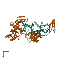 PDB entry 2dr7 coloured by chain, top view.