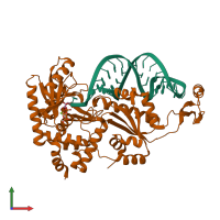PDB entry 2dr8 coloured by chain, front view.