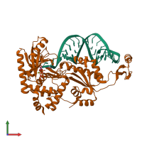 PDB entry 2dra coloured by chain, front view.