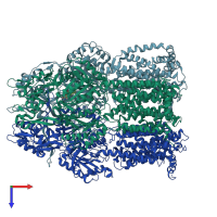PDB entry 2drd coloured by chain, top view.