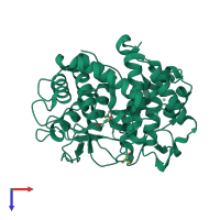 PDB entry 2drr coloured by chain, top view.