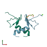 PDB entry 2ds5 coloured by chain, front view.