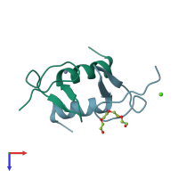 PDB entry 2ds5 coloured by chain, top view.