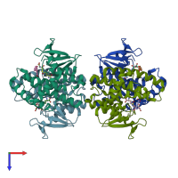 PDB entry 2dsa coloured by chain, top view.