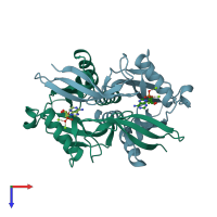 PDB entry 2dsd coloured by chain, top view.