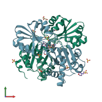 PDB entry 2dsh coloured by chain, front view.