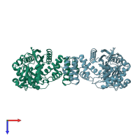 PDB entry 2dsj coloured by chain, top view.