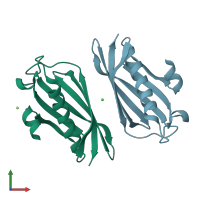 PDB entry 2dsl coloured by chain, front view.