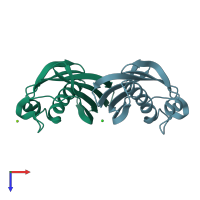 PDB entry 2dsl coloured by chain, top view.