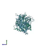PDB entry 2dsn coloured by chain, side view.