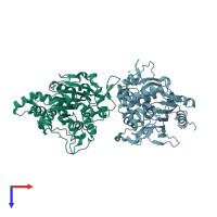 PDB entry 2dsn coloured by chain, top view.
