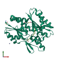 PDB entry 2dt8 coloured by chain, front view.