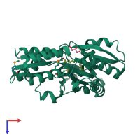 PDB entry 2dt8 coloured by chain, top view.