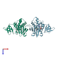 PDB entry 2dti coloured by chain, top view.