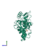 PDB entry 2dtr coloured by chain, side view.