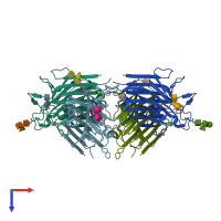 PDB entry 2dtw coloured by chain, top view.