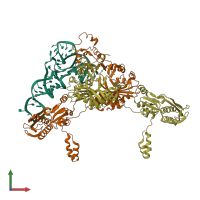 PDB entry 2du5 coloured by chain, front view.