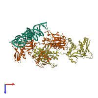 PDB entry 2du5 coloured by chain, top view.