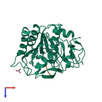 PDB entry 2duj coloured by chain, top view.