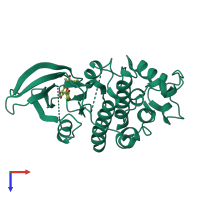 PDB entry 2duv coloured by chain, top view.