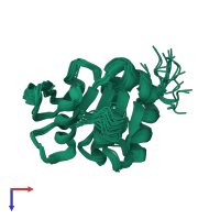 PDB entry 2duw coloured by chain, ensemble of 20 models, top view.