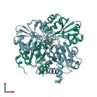 PDB entry 2dv3 coloured by chain, front view.