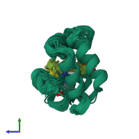 PDB entry 2dvh coloured by chain, ensemble of 39 models, side view.