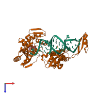 PDB entry 2dvi coloured by chain, top view.