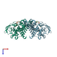 PDB entry 2dvl coloured by chain, top view.