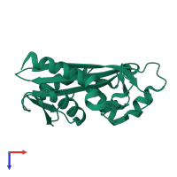 PDB entry 2dvp coloured by chain, top view.