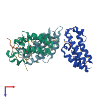 PDB entry 2dvq coloured by chain, top view.