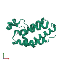 Bromodomain-containing protein 2 in PDB entry 2dvv, assembly 1, front view.