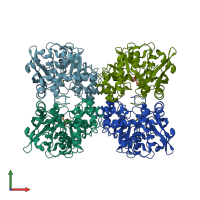 PDB entry 2dw6 coloured by chain, front view.