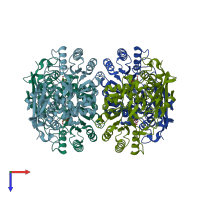 PDB entry 2dw6 coloured by chain, top view.