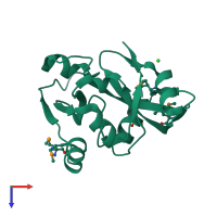 PDB entry 2dxa coloured by chain, top view.