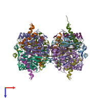 PDB entry 2dxc coloured by chain, top view.