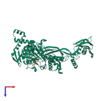 PDB entry 2dy1 coloured by chain, top view.