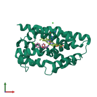 PDB entry 2dy5 coloured by chain, front view.